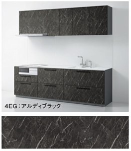 アルディブラック_4A_ザクラッソ_TOTOキッチン扉柄