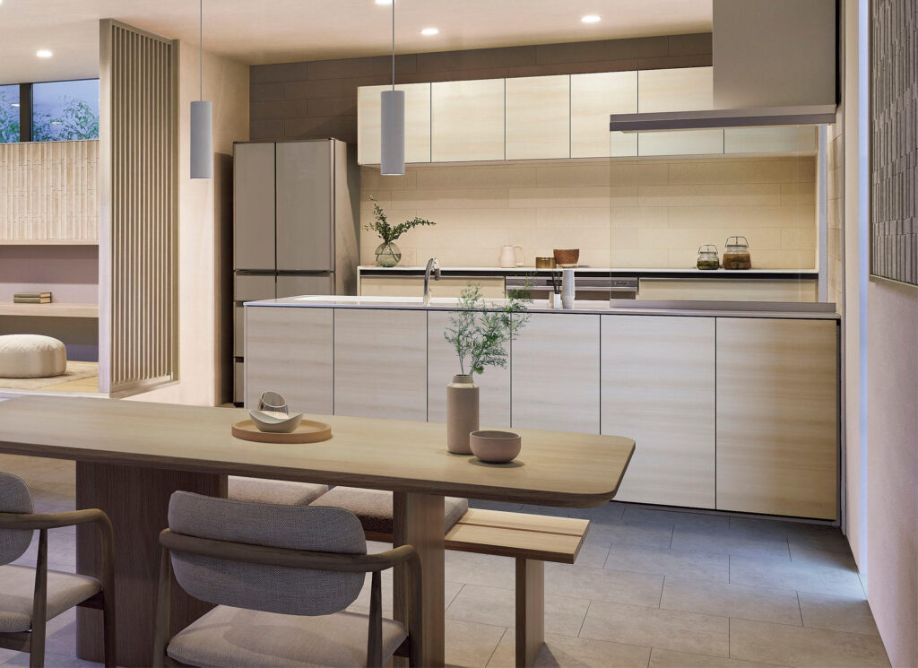 NOCT設置イメージ_スリムトップのリテックストップと横木目の扉デザイン