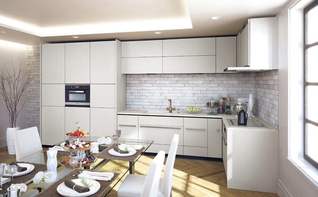 コンテクスホワイト施工イメージ_クラス5_セントロ_クリナップ扉柄